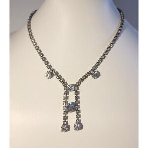Vintage Wiesner Rhinestone Choker Necklace Silver Tone Crystal Glamour Formal‎